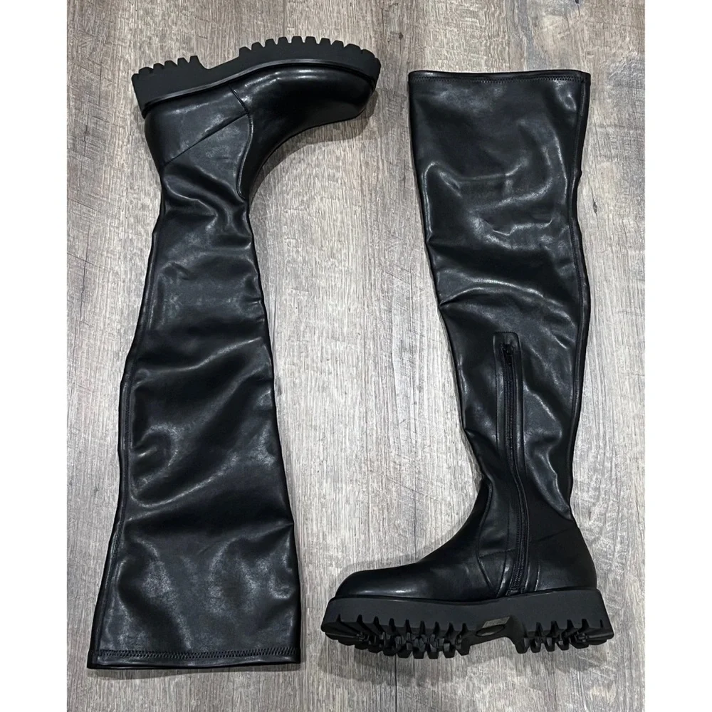 Jeffrey Campbell Break Thigh High Boots Black Size 6